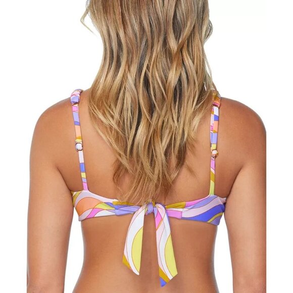 Raisins Jamaica Printed Knot-Front Bikini Top Juniors Size S Multicolor Abstract - Picture 2 of 7